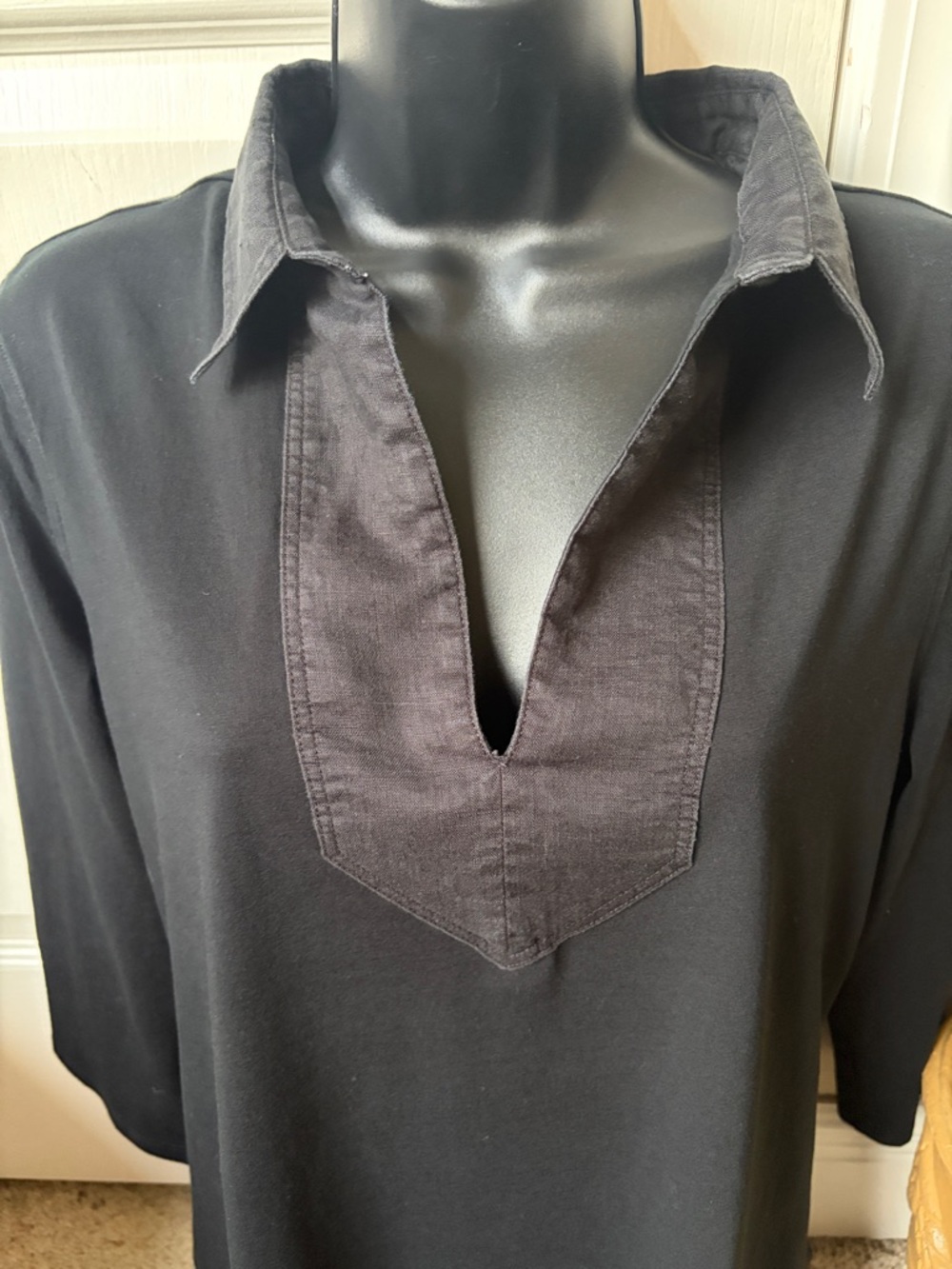 Ralph Lauren Black V-Neck Collar Tunic